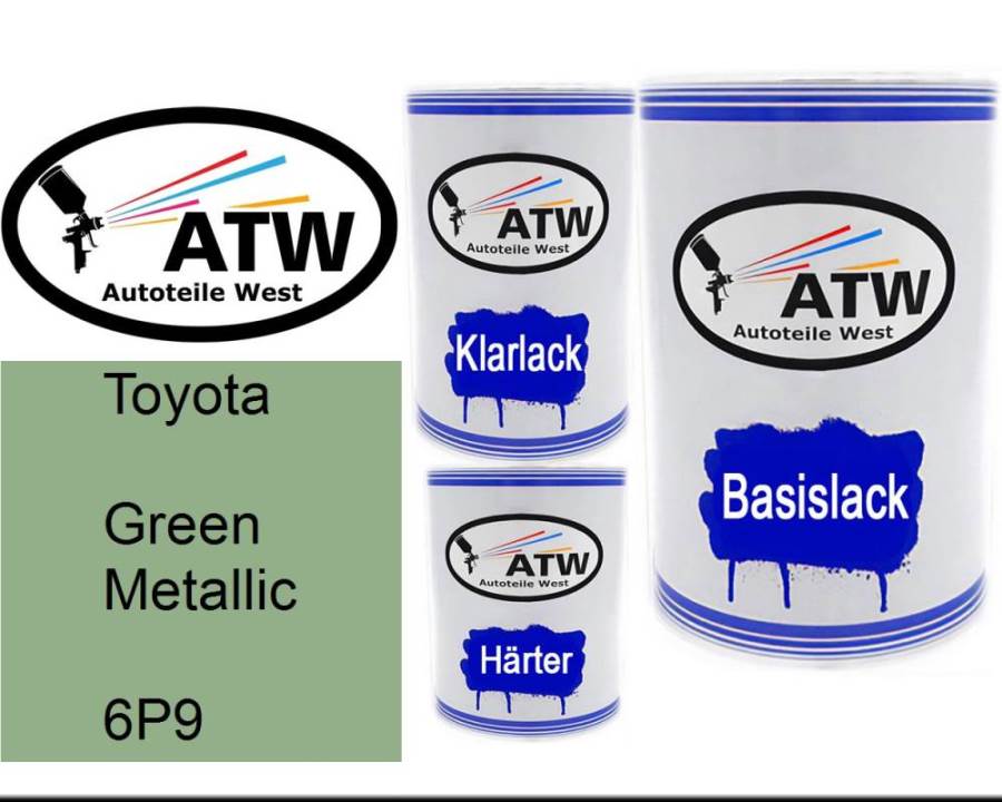 Toyota, Green Metallic, 6P9: 500ml Lackdose + 500ml Klarlack + 250ml Härter - Set, von ATW Autoteile West.